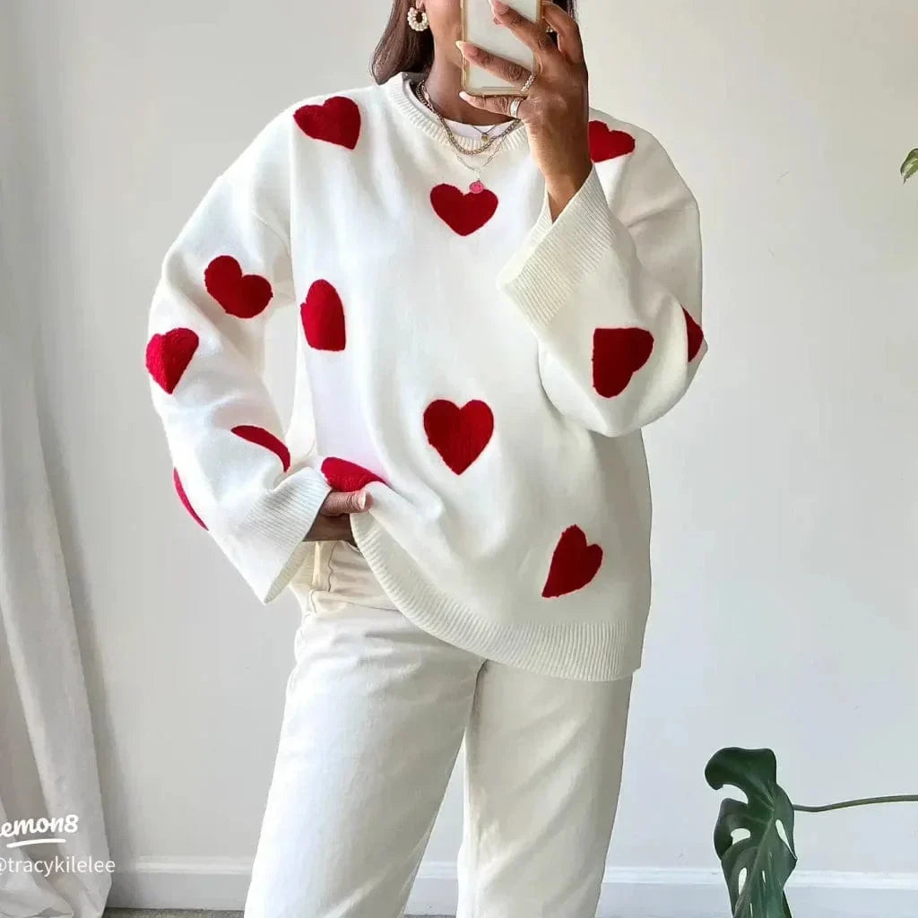 Hallie | Women's Relaxed Heart Motif Jumper — view 2