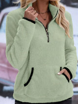 Women's Sherpa Fleece Half-Zip Kangaroo Pocket Pullover — view 28