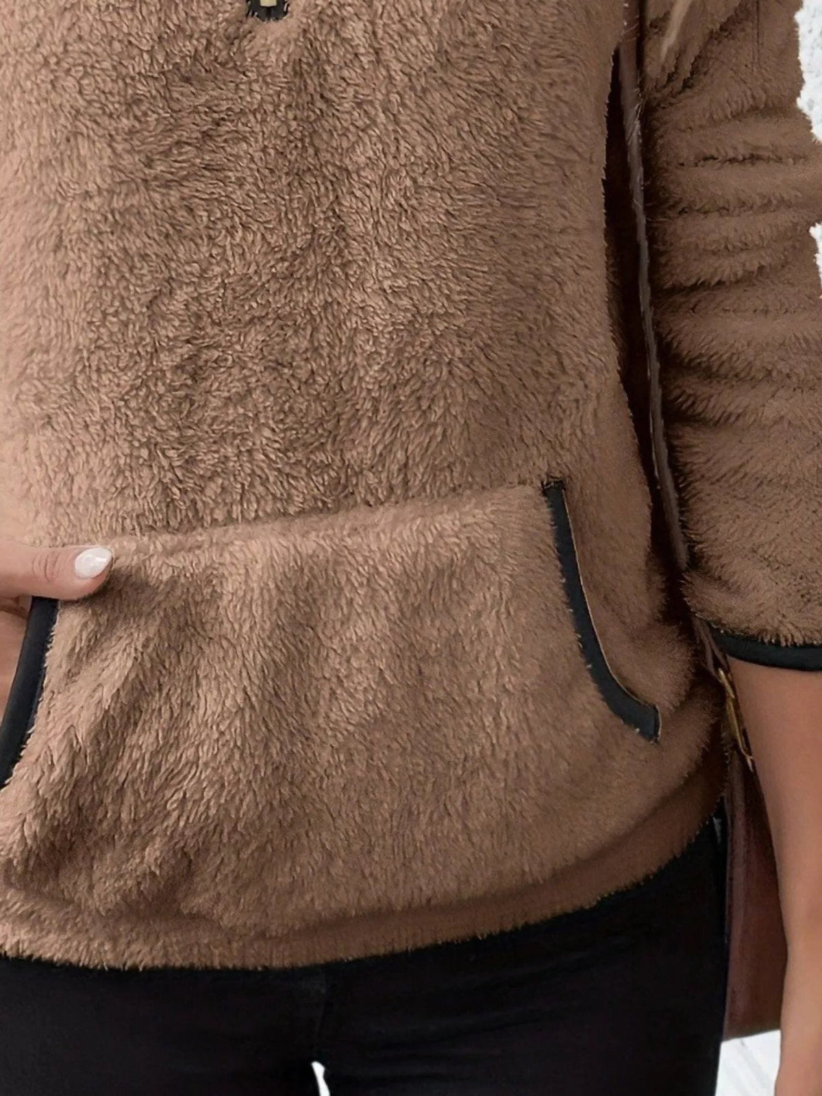 Women's Sherpa Fleece Half-Zip Kangaroo Pocket Pullover — view 2