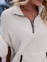 Women's Sherpa Fleece Half-Zip Kangaroo Pocket Pullover — view 6