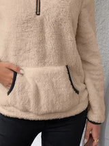 Women's Sherpa Fleece Half-Zip Kangaroo Pocket Pullover — view 8