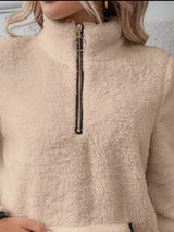 Women's Sherpa Fleece Half-Zip Kangaroo Pocket Pullover — view 9