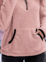 Women's Sherpa Fleece Half-Zip Kangaroo Pocket Pullover — view 11