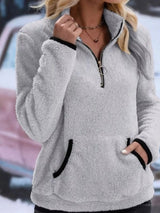 Women's Sherpa Fleece Half-Zip Kangaroo Pocket Pullover — view 13