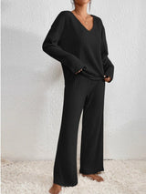 Saoirse | V-Neck Knit Loungewear Set — view 4