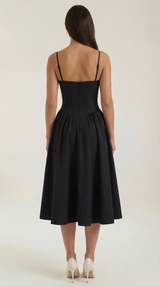 Ulva | Floral Corset Christmas Party Midi Dress — view 9