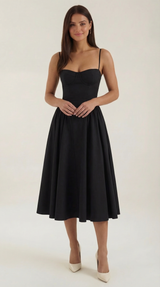 Ulva | Floral Corset Christmas Party Midi Dress — view 6