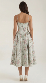 Ulva | Floral Corset Christmas Party Midi Dress — view 4