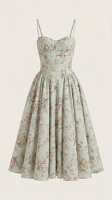 Ulva | Floral Corset Christmas Party Midi Dress — view 5