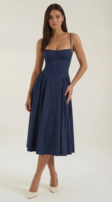 Ulva | Floral Corset Christmas Party Midi Dress — view 16