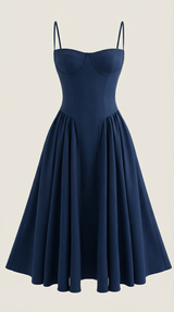 Ulva | Floral Corset Christmas Party Midi Dress — view 20