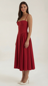 Ulva | Floral Corset Christmas Party Midi Dress — view 22