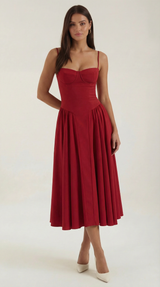 Ulva | Floral Corset Christmas Party Midi Dress — view 21