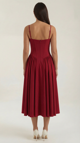Ulva | Floral Corset Christmas Party Midi Dress — view 24
