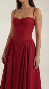 Ulva | Floral Corset Christmas Party Midi Dress — view 23