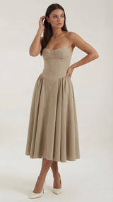 Ulva | Floral Corset Christmas Party Midi Dress — view 31