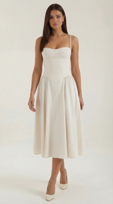 Ulva | Floral Corset Christmas Party Midi Dress — view 11