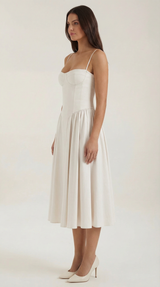 Ulva | Floral Corset Christmas Party Midi Dress — view 12