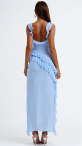 Amara | Women's Ruffle Party Maxi Dress with Front Slit — view 7