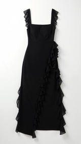 Amara | Women's Ruffle Party Maxi Dress with Front Slit — view 18