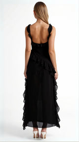Amara | Women's Ruffle Party Maxi Dress with Front Slit — view 2