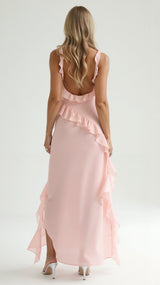 Amara | Women's Ruffle Party Maxi Dress with Front Slit — view 16