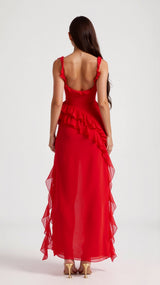 Amara | Women's Ruffle Party Maxi Dress with Front Slit — view 10