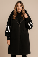 Romilly | Women's Oversized Longline Hooded Wool-Look Coat — view 3