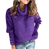 Evadne | Women's Ribbed Cowl-Neck Button-Cuff Jumper — view 5