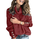 Evadne | Women's Ribbed Cowl-Neck Button-Cuff Jumper — view 9