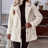 Henrietta | Teddy Coat with Cable Texture and Wide Collar — view 1