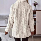 Henrietta | Teddy Coat with Cable Texture and Wide Collar — view 2
