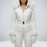Olwen | Women's Slim-Fit Quilted Ski Jumpsuit with Adjustable Belt — view 2