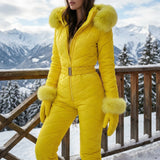 Olwen | Women's Slim-Fit Quilted Ski Jumpsuit with Adjustable Belt — view 5