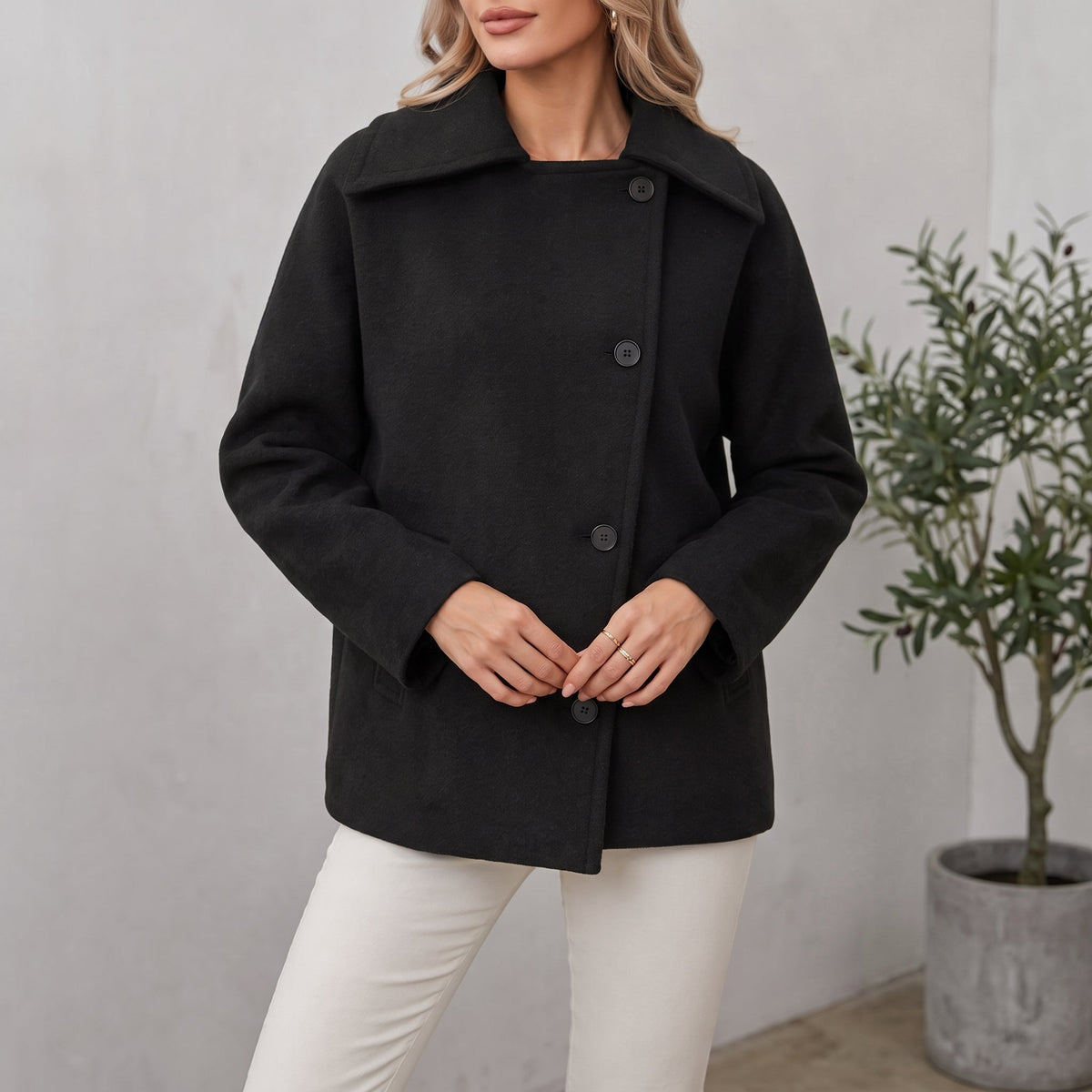 Elvara | Women's Oversized Longline Cocoon Notch-Collar Winter Coat — view 2