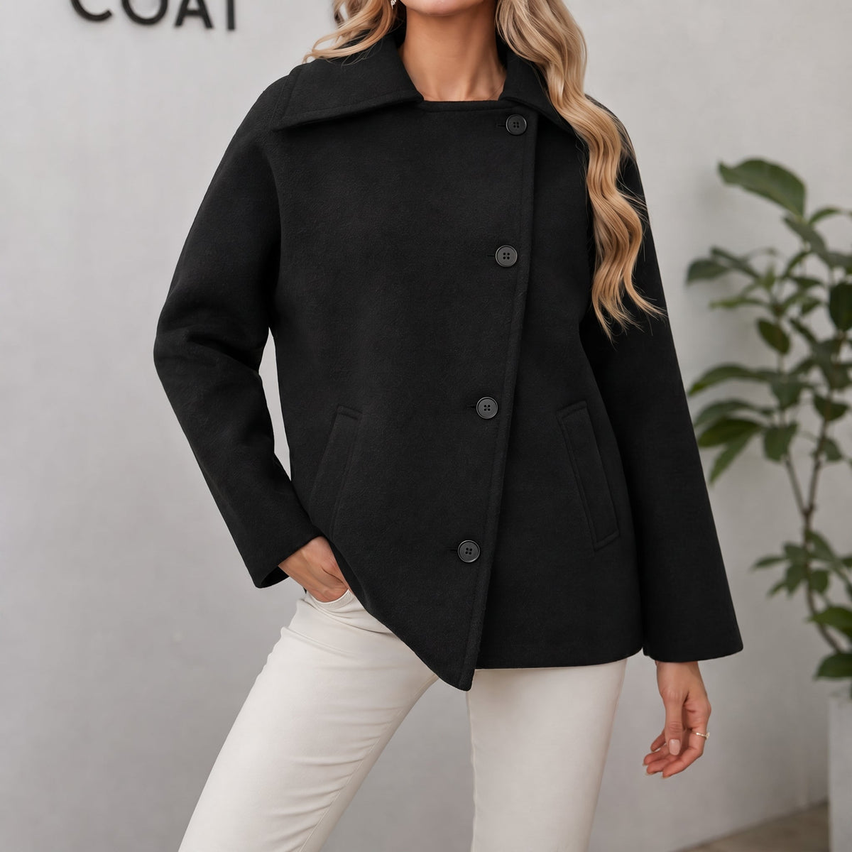 Elvara | Women's Oversized Longline Cocoon Notch-Collar Winter Coat — view 1