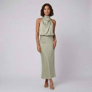 Women's Satin Halter Neck Christmas Party Maxi Dress — view 1