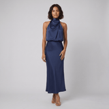 Women's Satin Halter Neck Christmas Party Maxi Dress — view 4