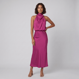 Women's Satin Halter Neck Christmas Party Maxi Dress — view 5