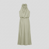 Women's Satin Halter Neck Christmas Party Maxi Dress — view 7
