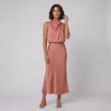 Women's Satin Halter Neck Christmas Party Maxi Dress — view 3