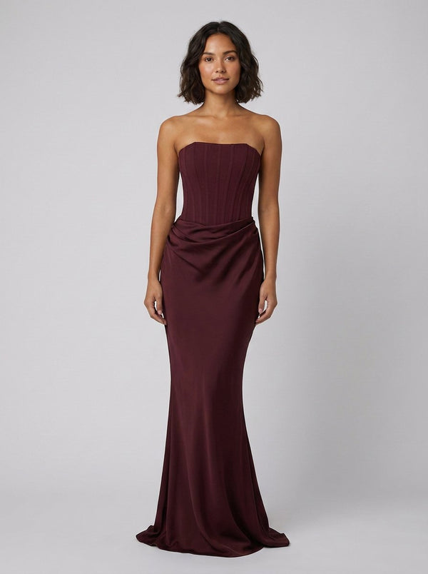 Women's Strapless Corset Christmas Party Maxi Dress — view 1