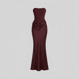 Women's Strapless Corset Christmas Party Maxi Dress — view 4