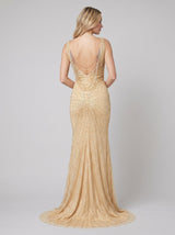 Women's Beaded Fit-and-Flare Christmas Party Gown — view 4