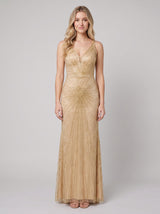Women's Beaded Fit-and-Flare Christmas Party Gown — view 1