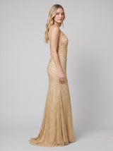 Women's Beaded Fit-and-Flare Christmas Party Gown — view 3