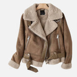 Women's Suede Faux-Shearling Belted Aviator Jacket | Winter — view 1