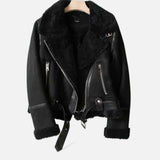 Women's Suede Faux-Shearling Belted Aviator Jacket | Winter — view 4