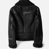 Women's Suede Faux-Shearling Belted Aviator Jacket | Winter — view 5