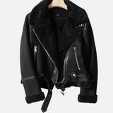 Women's Suede Faux-Shearling Belted Aviator Jacket | Winter — view 7